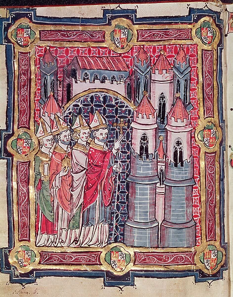 A Bishop Blessing a Diocese, from the manuscript Liber Testamentorum (vellum)