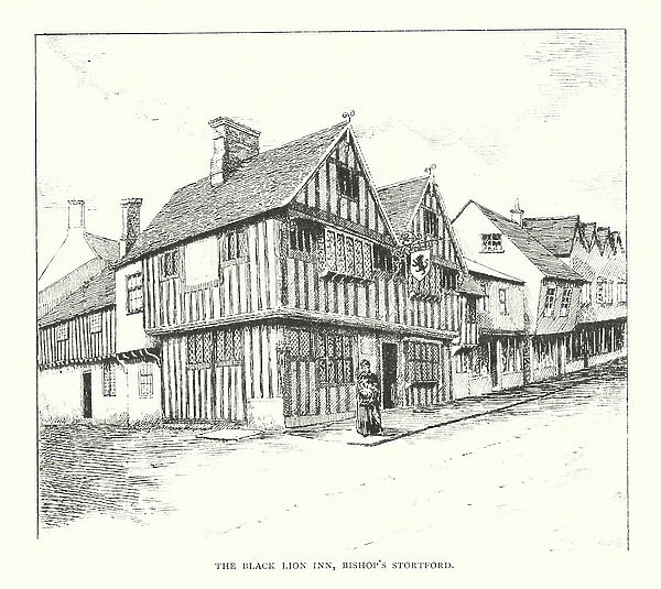 The Black Lion Inn, Bishop's Stortford (litho)