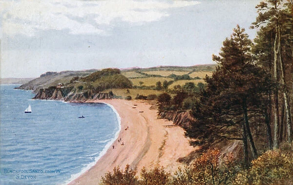 Blackpool Sands, from W,s Devon (colour litho)