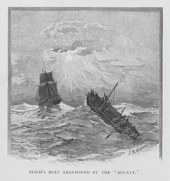 Bligh's Boat abandoned by the 'Bounty' (engraving)