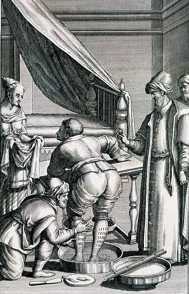 Bloodletting in the legs, from Medicina Aegyptiorum by Prospero Alpini