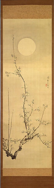 Blossoming plum-tree against the full moon, c. 1800-22 (ink on silk)