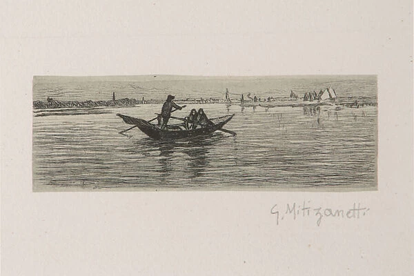 The Boatman (etching on white paper)