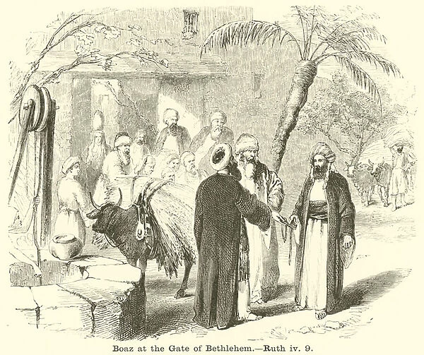 Boaz at the Gate of Bethlehem, Ruth, iv, 9 (engraving)