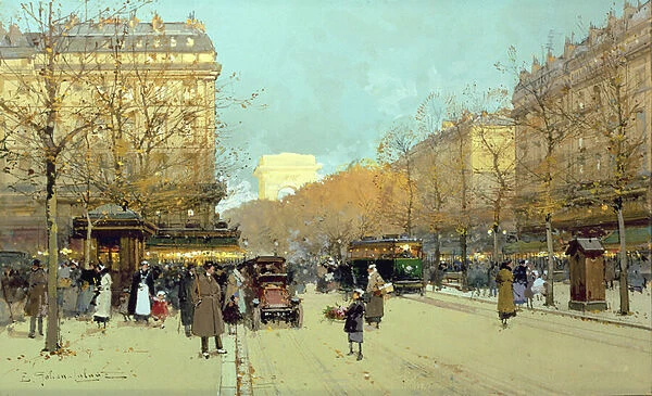 Boulevard Haussmann, in Paris (gouache on paper)