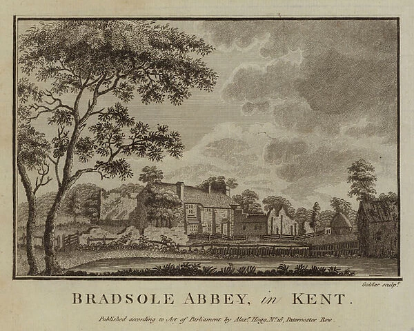 Bradsole Abbey, in Kent (engraving)