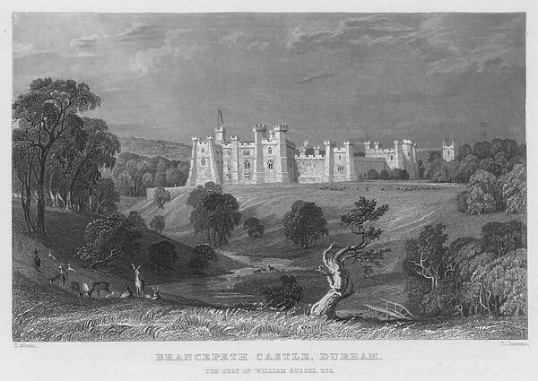 Brancepeth Castle, Durham, the seat of William Russel (engraving)