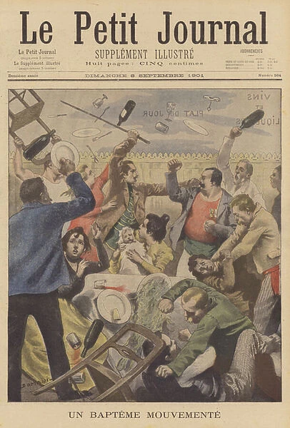 A brawl at a gypsy Christening (colour litho)
