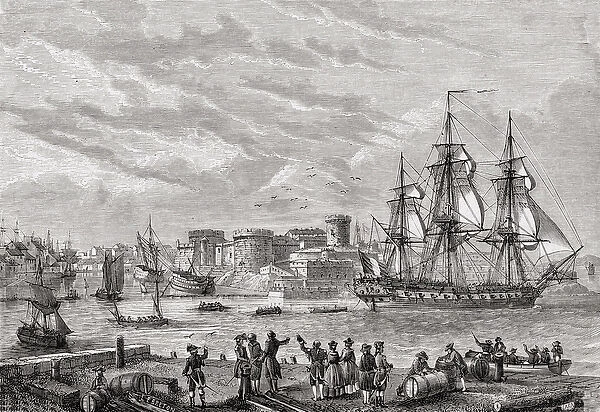 Brest in 1791, engraved by Le Breton, from Histoire de la Revolution Francaise