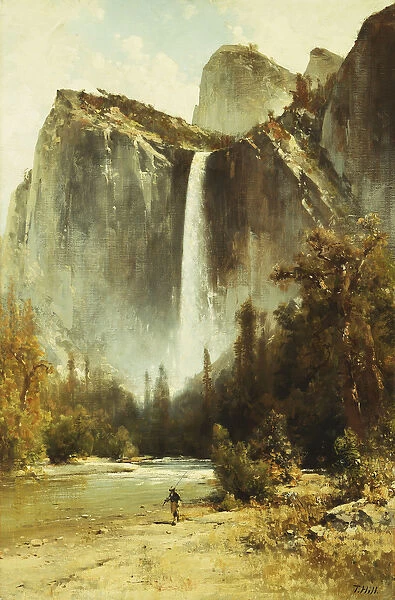 Bridal Falls, Yosemite, (oil on canvas)