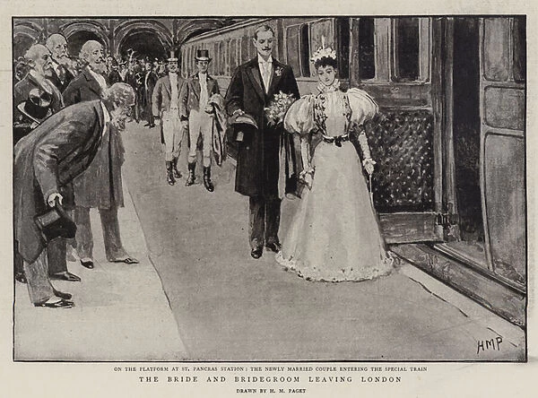 The Bride and Bridegroom leaving London (litho)