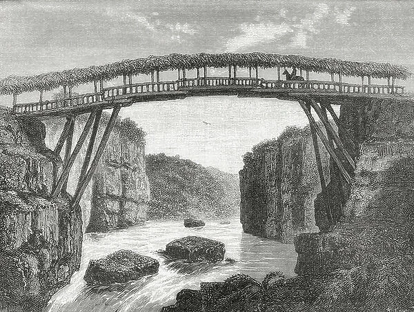 Bridge Over The River Porce, Near Medellin, Colombia, South America, In The 19Th Century. From El Mundo En La Mano Published 1875 ©UIG / Leemage