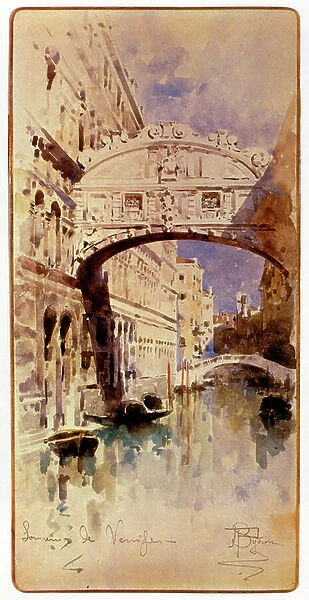 The Bridge of sighs, Venice 1890 by Mikhail Alexandrovich Vrubel(1856 - 1910), Russian painter of the Symbolist movement and of Art Nouveau