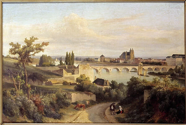 The Bridge of Tours in 1833 Painting by Prosper Barbot (1798-1878) 1833 Nantes