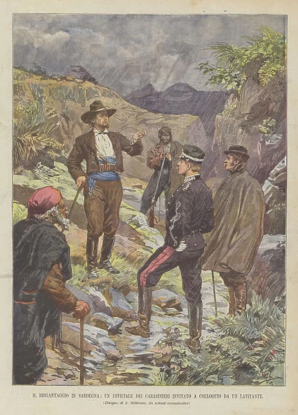 Brigandage in Sardinia, a Carabinieri Officer Invited to Interview by a Fugitive (Colour Litho)