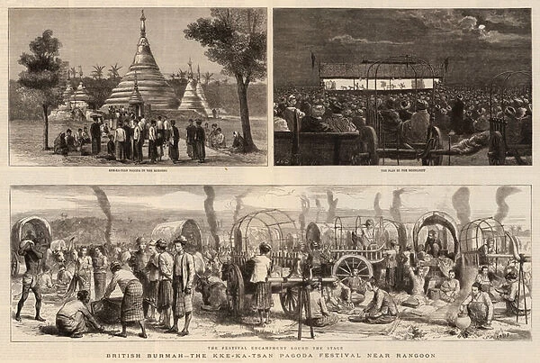 British Burmah, the Kke-Ka-Tsan Pagoda Festival near Rangoon (engraving)