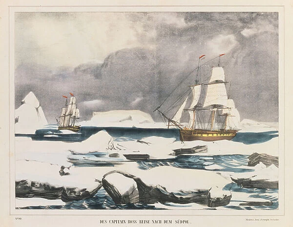 British polar explorer Captain Ross expedition to Antarctica, published by J