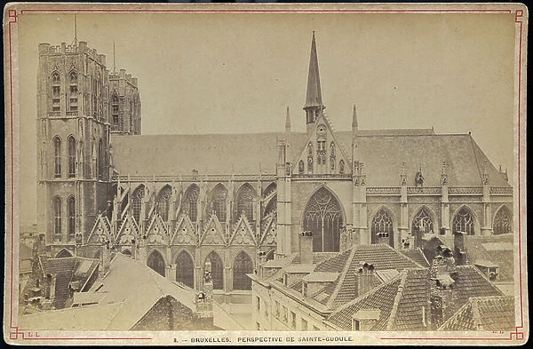 Brussels: Perspective of the Cathedral of Saint Gudule, 1880