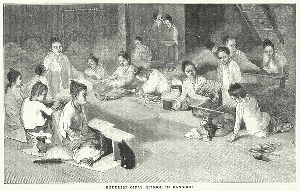 Buddhist Girls School in Rangoon (engraving)