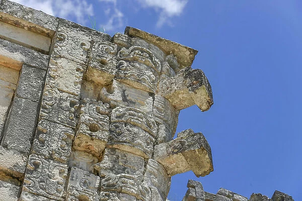 Building detail, Governor's Palace (Palacio del Gobernador), ruins, Uxmal, Yucatan, Mexico, Central America