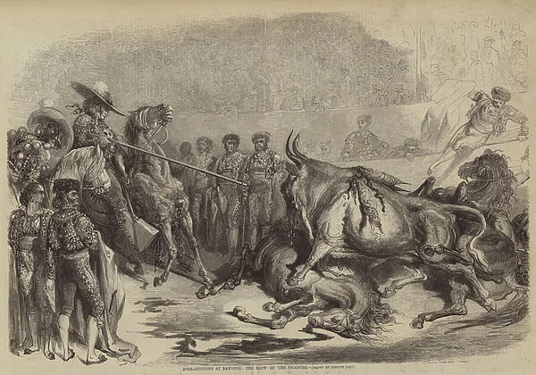 Bull-Fighting at Bayonne, the Blow of the Picadore (engraving)