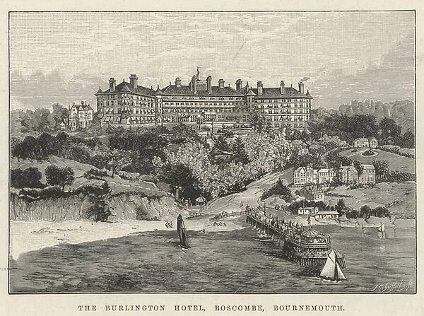 The Burlington Hotel, Boscombe, Bournemouth (engraving)