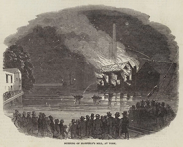 Burning of Hatfields Mill, at York (engraving)