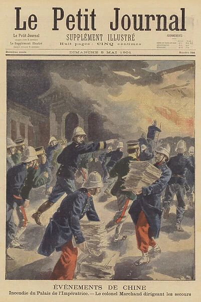 Burning of the Palace of the Empress in Beijing (colour litho)