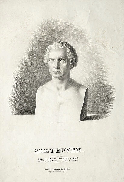 Bust of Ludwig van Beethoven, (lithograph)