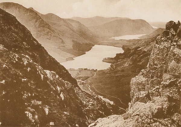 Buttermere, Crummock and Loweswater from Honister (b  /  w photo)