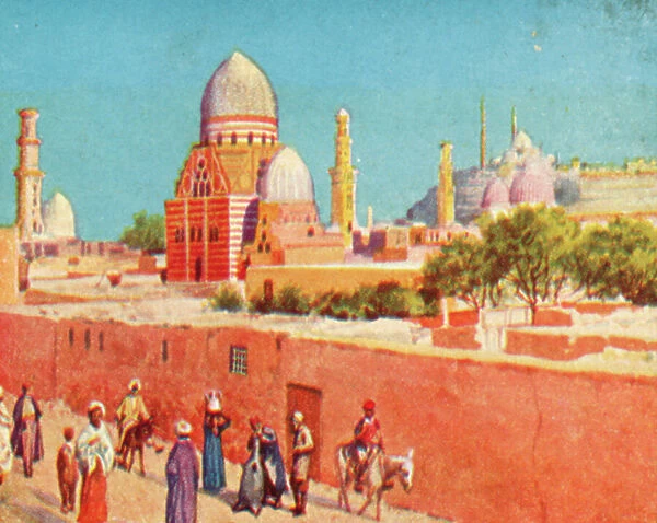 Cairo, Tombs of the Mamelukes (colour litho)