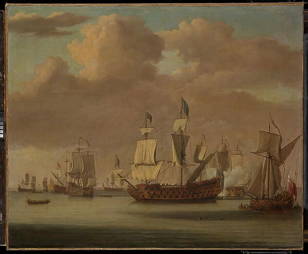Calm: the Royal James, a royal yacht and other shipping, 1678 (oil on canvas)
