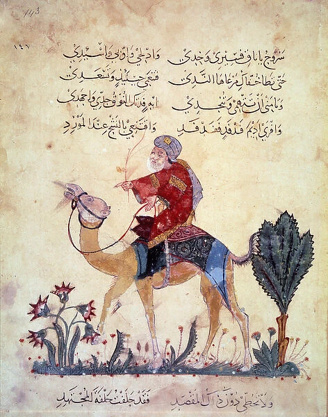 A camel traveler. Miniature from the 'Maqamat'