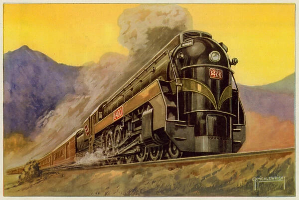 Canadian National Railway, Express Streamlined Locomotive No 6400, 4-8-4 (colour litho)