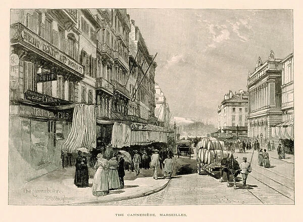 The Cannebiere, Marseilles (litho)
