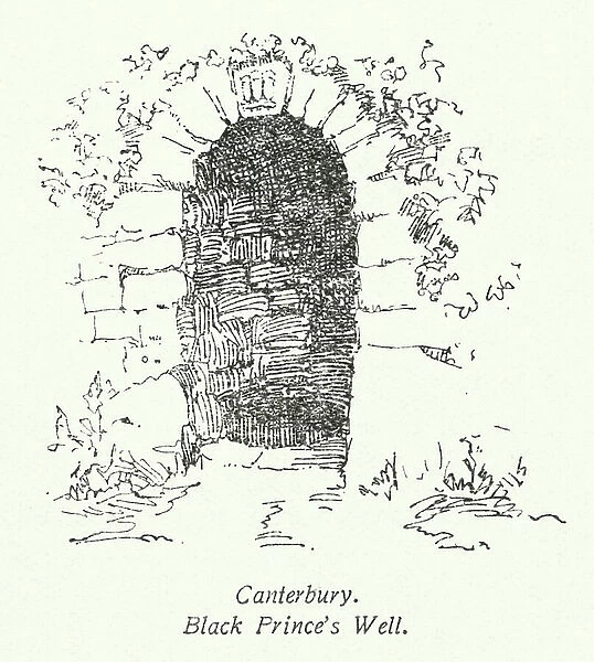 Canterbury, Black Prince's Well (litho)