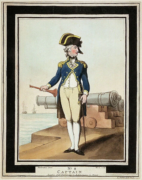 Captain of the Royal Navy in the 18th century, 1799 (etching)