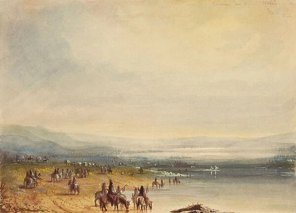 Caravan on Platte River, c. 1837 (w  /  c on paper)