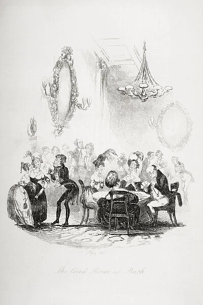 The card room at Bath, illustration from The Pickwick Papers, by Charles Dickens