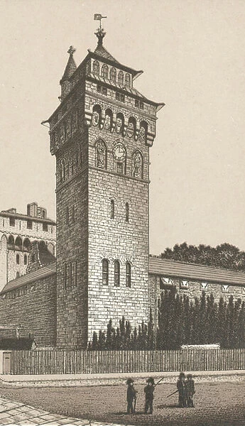 Cardiff Castle, Clock Tower (litho)