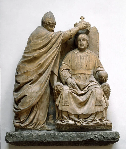 Cardinal Latino di Carlo Orsini (1410-1477) crowns Ferdinand II of Aragon (1452-1516