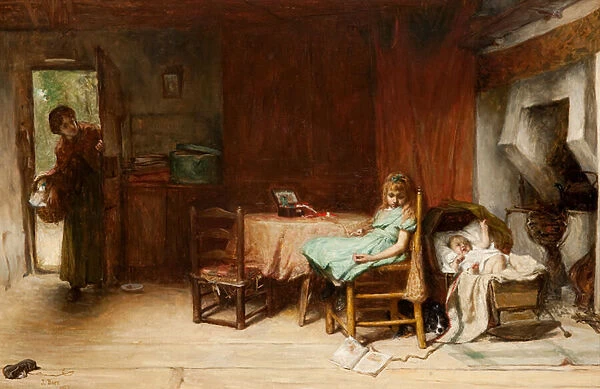The Careless Nurse, 1877 (oil on canvas)