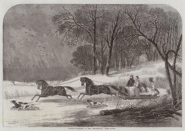 Caribou-Hunting in New Brunswick, 'The Start'(engraving)