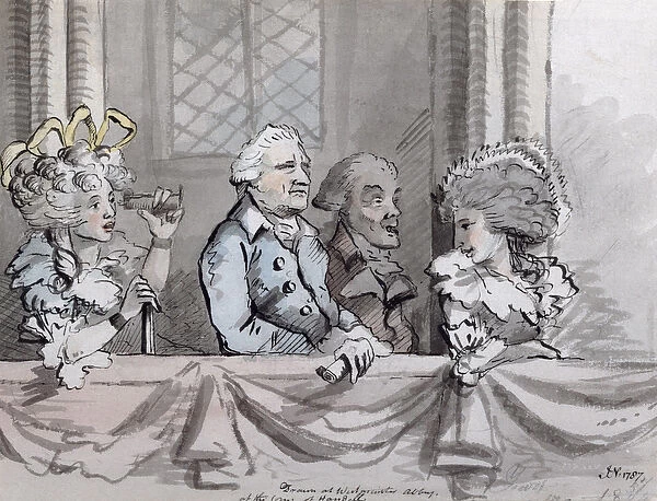 Caricature of the audience at the Commemoration of Handel in Westminster Abbey