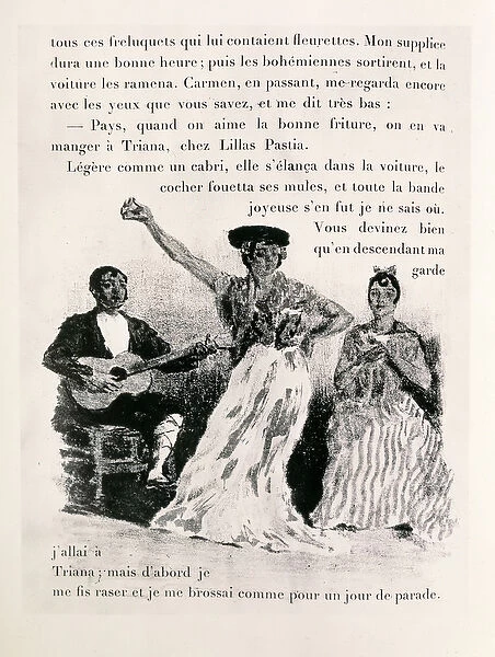 Carmen dancing, pub. 1901 (engraving)