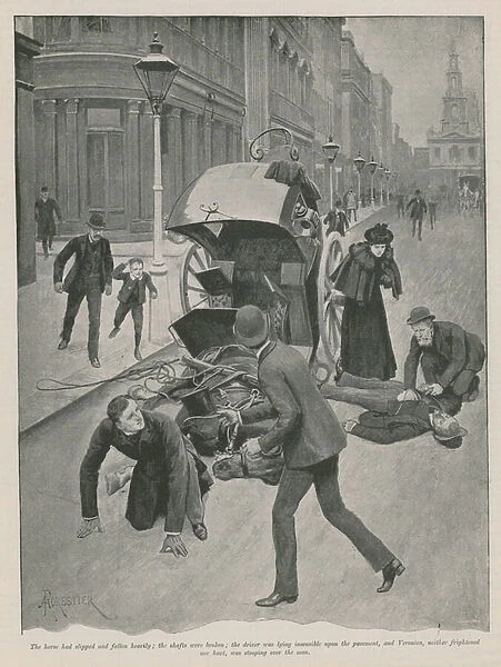 Carriage Accident (litho)