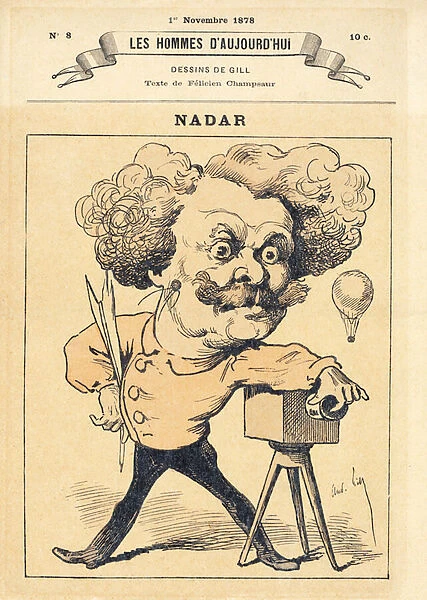cartoon of Nadar, c. 1878 (hand-coloured engraving)