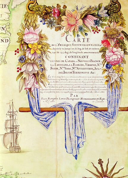 Cartouche from Carte de l Amerique Septentrionale (coloured engraving)