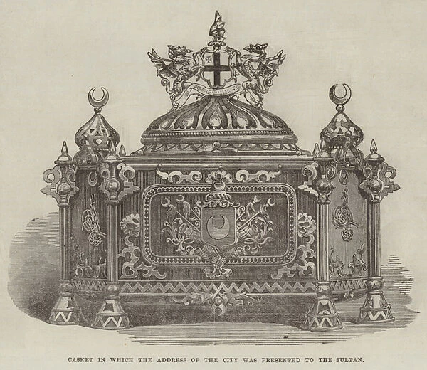 Casket in which the Address of the City was presented to the Sultan (engraving)