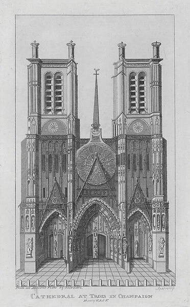 Cathedral at Trois in Champaign (engraving)